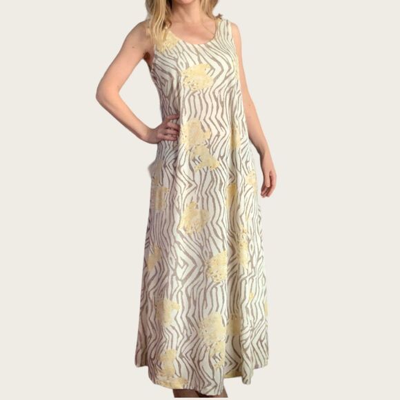 70s Zebra Stripe Dress Maxi Sleeveless Vintage S M - Picture 7 of 10